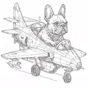 french Bulldog piloting a Fighter jet tattoo design idea