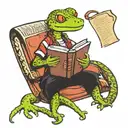 Gecko is Reading a book tattoo design idea