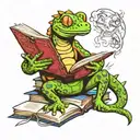 Gecko is Reading a book tattoo design idea