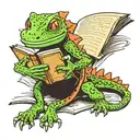 Gecko is Reading a book tattoo design idea