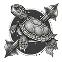 Turtle with a harpoon tattoo design idea