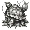 Turtle with a harpoon tattoo design idea
