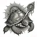 Turtle with a harpoon tattoo design idea