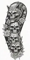 skulls  wolf tattoo design idea