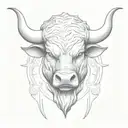 angry Bull head Front view tattoo design idea