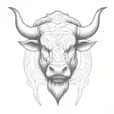 angry Bull head Front view tattoo design idea