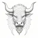 angry Bull head Front view tattoo design idea