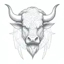 angry Bull head Front view tattoo design idea