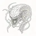 xenomorph fighting predator tattoo design idea
