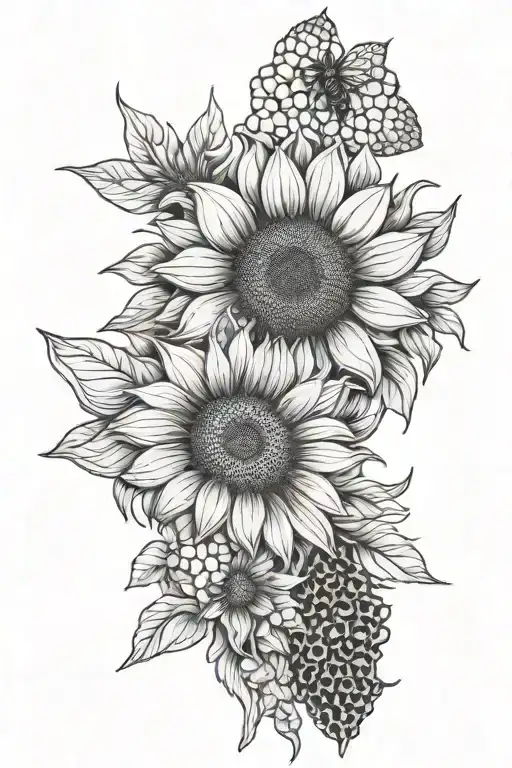 sunflower and honeycomb tattoo design idea