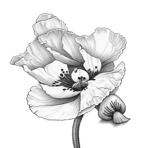 morning glory poppy and snowdrop flowers all in a bunxh tattoo design idea