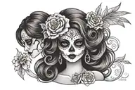 catrina with medium hair tattoo design idea