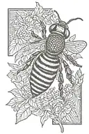 bee woodcut tattoo design idea