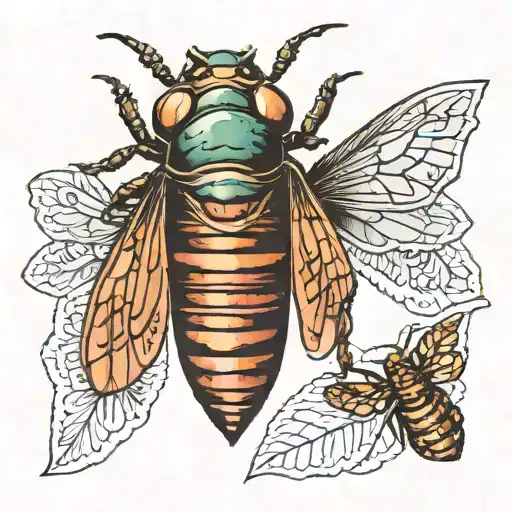 cicada ornaments tattoo design idea