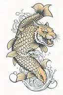 Water carp jumping tiger tattoo design idea