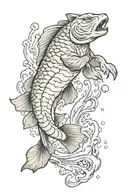 Water carp jumping tiger tattoo design idea