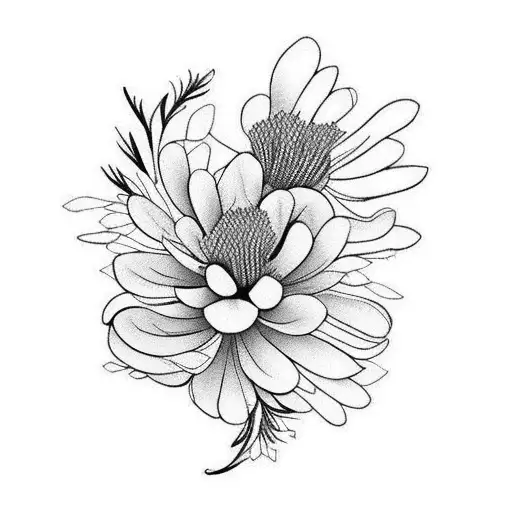 indian paint brush flower in box outline tattoo design idea