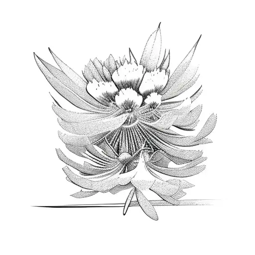 indian paint brush flower in box outline tattoo design idea