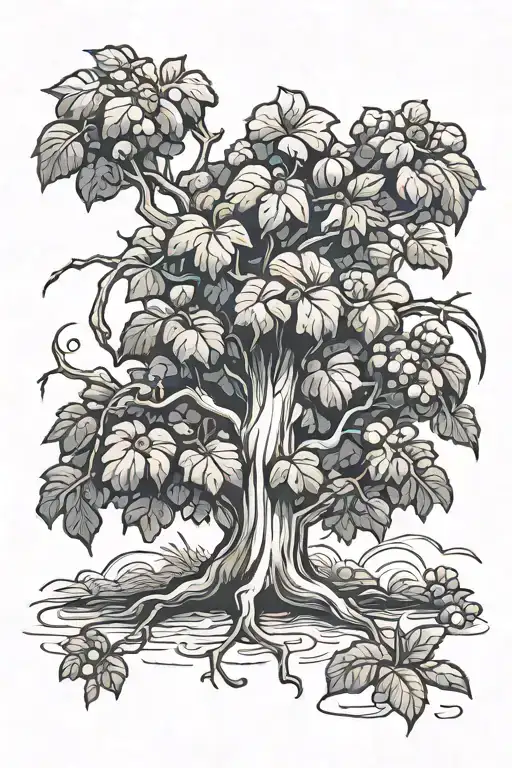 walnut tree tattoo design idea