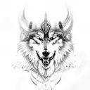 viking Odin and wolf tattoo design idea