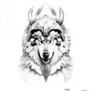 viking Odin and wolf tattoo design idea