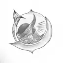 crescent mountain ocean  tattoo design idea