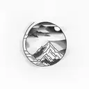 crescent mountain ocean  tattoo design idea
