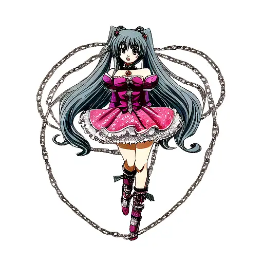 Eсchy anime girl in chains tattoo design idea