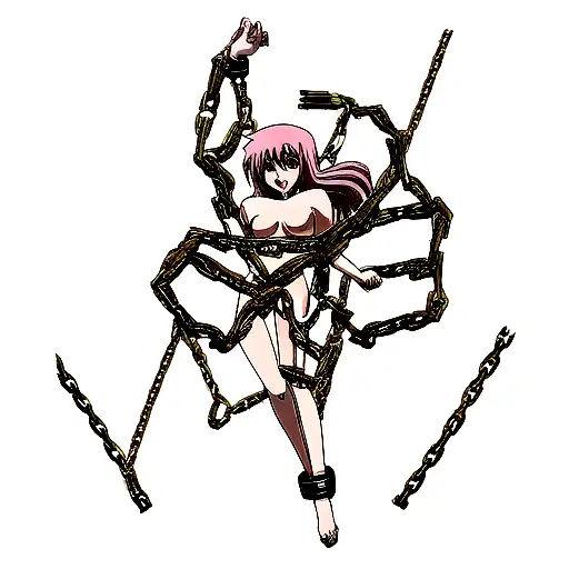 Nude  anime girl in chains tattoo design idea