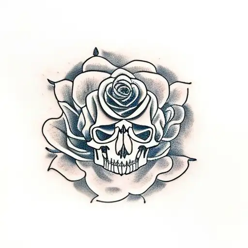 crow skull with a rose tattoo design idea
