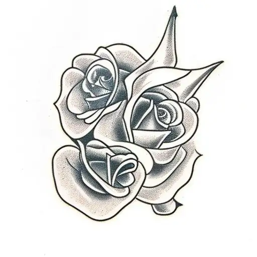 crow skull with a rose in the background tattoo design idea
