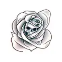crow skull with a rose in the background tattoo design idea
