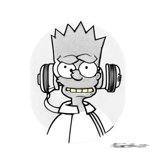 Bart Simpson with a skateboard and headphones tattoo design idea
