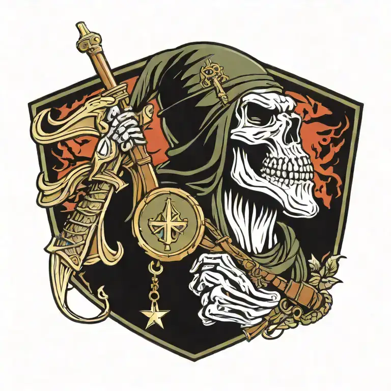 us Army Green beret communications sergeant reaper tattoo design idea
