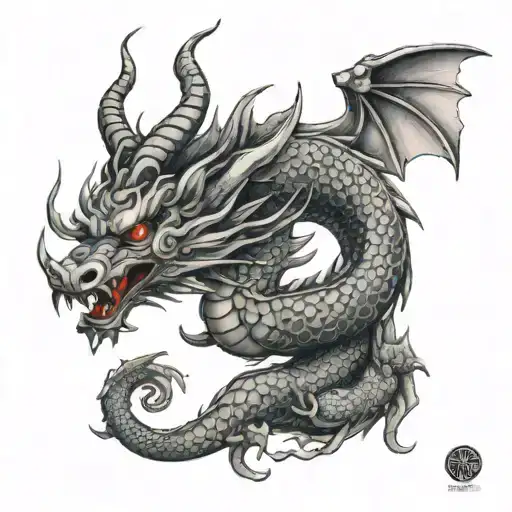 A celestial dragon tattoo with a mix of Japanese and Swiss elements, symbolizing the client's love for both cultures tattoo design idea