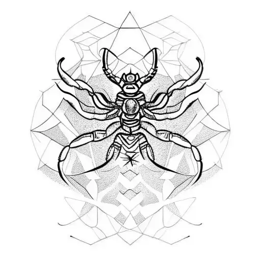 Design a tattoo featuring a scorpion intertwined with the Scorpio constellation, blending the creature's natural form wi tattoo design idea