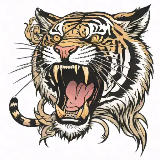 tiger roaring tattoo design idea
