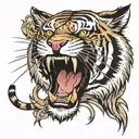 tiger roaring tattoo design idea