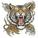 tiger roaring tattoo design idea