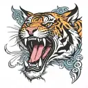 tiger roaring tattoo design idea