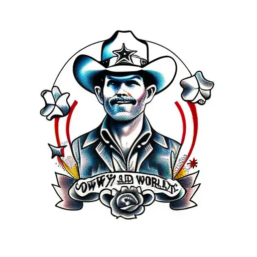 cowboy welding the world tattoo design idea