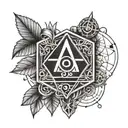 geometric lines with medicine symbol and pharmaceutic symbol tattoo design idea