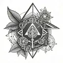 geometric lines with medicine symbol and pharmaceutic symbol tattoo design idea