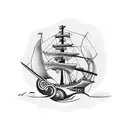 kraken ship tattoo design idea
