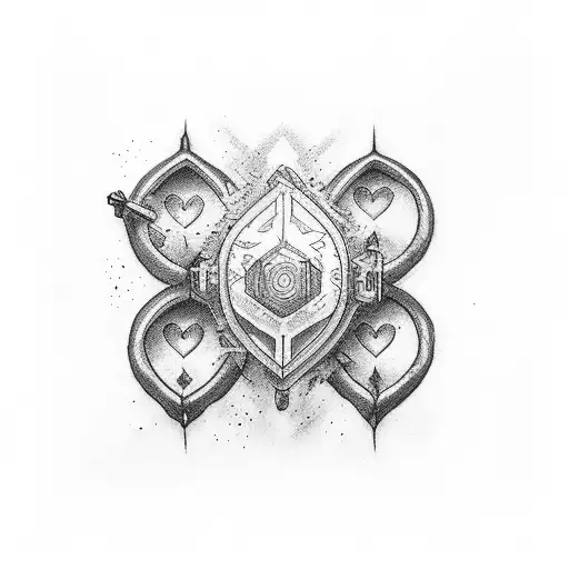 three gaming hearts filled up 2.5/3 of the way tattoo design idea