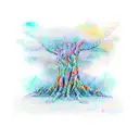 There are many branches of learning, but only the one solid tree-trunk of wisdom. abstract watercolor tattoo design idea