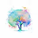 There are many branches of learning, but only the one solid tree-trunk of wisdom. abstract watercolor tattoo design idea