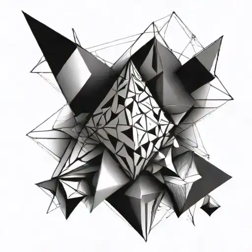 3D geometric tattoo design incorporating a 3d geometric backgroung tattoo design idea