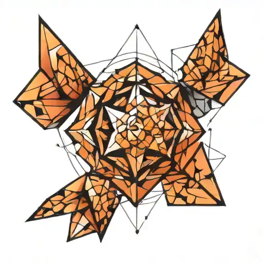 3D geometric tattoo design incorporating a 3d geometric backgroung tattoo design idea