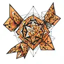 3D geometric tattoo design incorporating a 3d geometric backgroung tattoo design idea